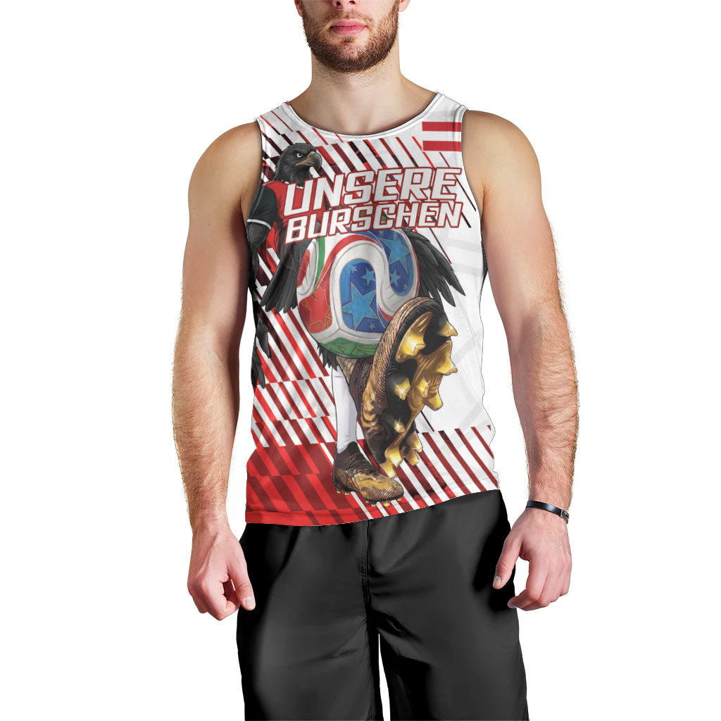 Personalized Austria Football Men Tank Top Unsere Burschen Striped Graphic With Action Player
