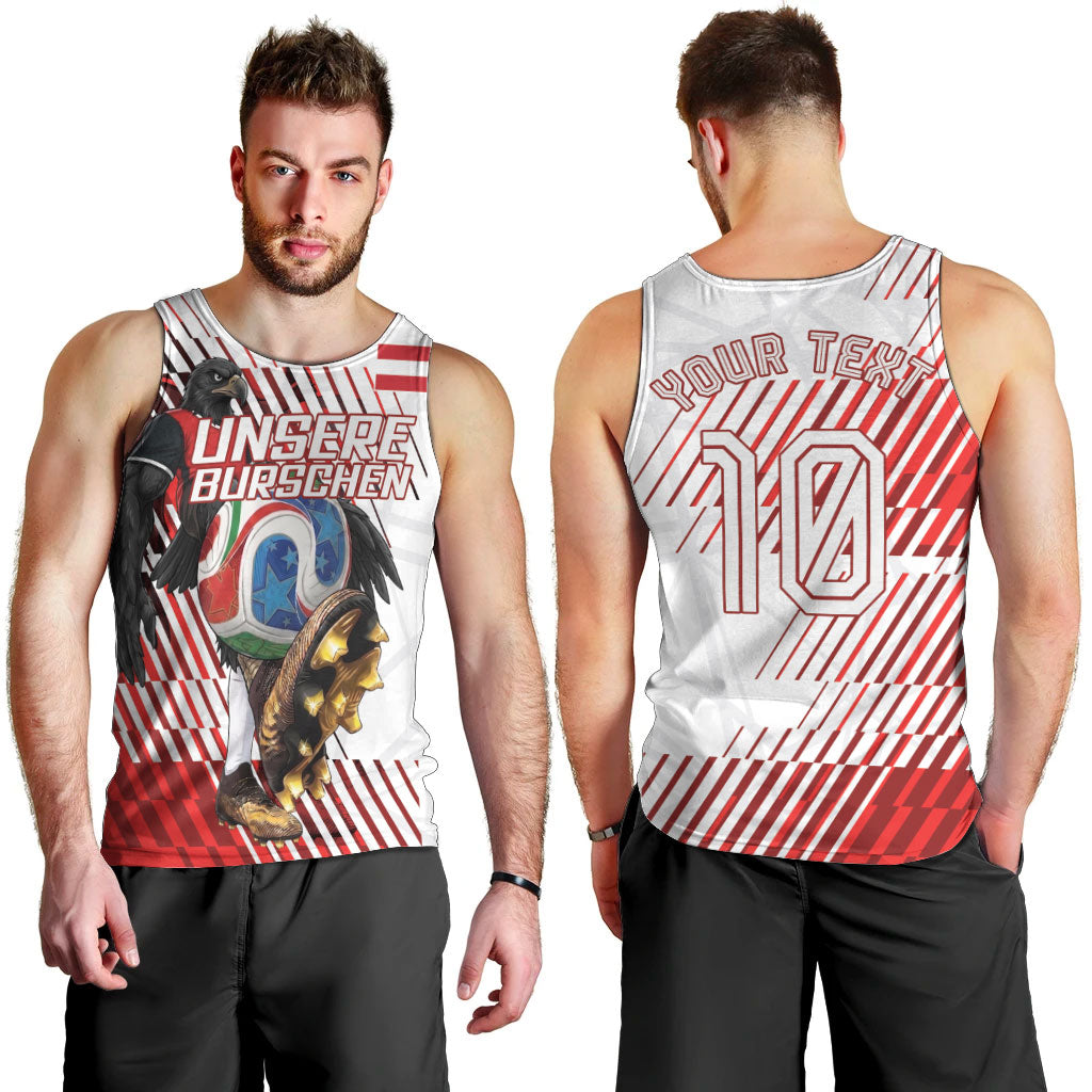 Personalized Austria Football Men Tank Top Unsere Burschen Striped Graphic With Action Player