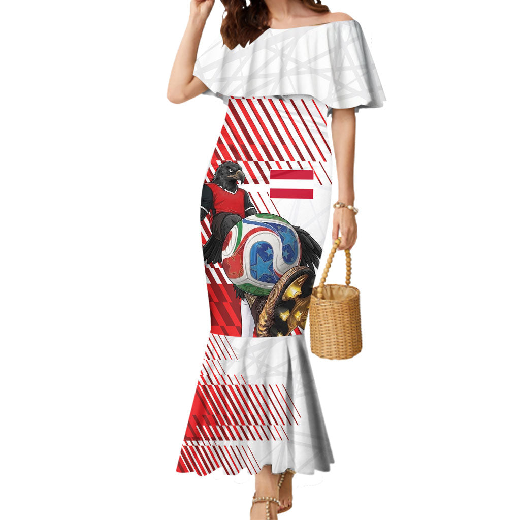 Personalized Austria Football Mermaid Dress Unsere Burschen Striped Graphic With Action Player