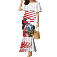 Personalized Austria Football Mermaid Dress Unsere Burschen Striped Graphic With Action Player