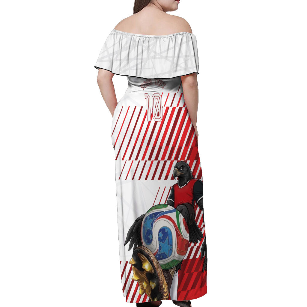 Personalized Austria Football Off Shoulder Maxi Dress Unsere Burschen Striped Graphic With Action Player
