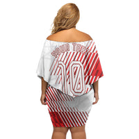 Personalized Austria Football Off Shoulder Short Dress Unsere Burschen Striped Graphic With Action Player