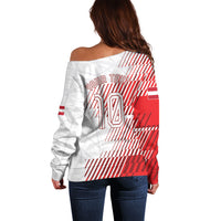Personalized Austria Football Off Shoulder Sweater Unsere Burschen Striped Graphic With Action Player