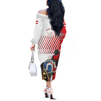 Personalized Austria Football Off The Shoulder Long Sleeve Dress Unsere Burschen Striped Graphic With Action Player