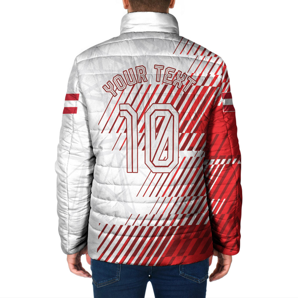 Personalized Austria Football Padded Jacket Unsere Burschen Striped Graphic With Action Player
