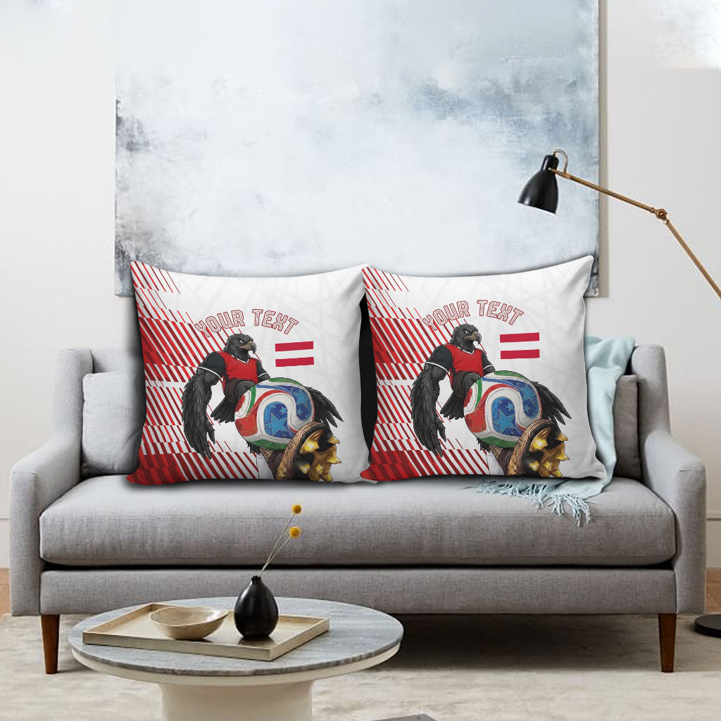 Personalized Austria Football Pillow Cover Unsere Burschen Striped Graphic With Action Player
