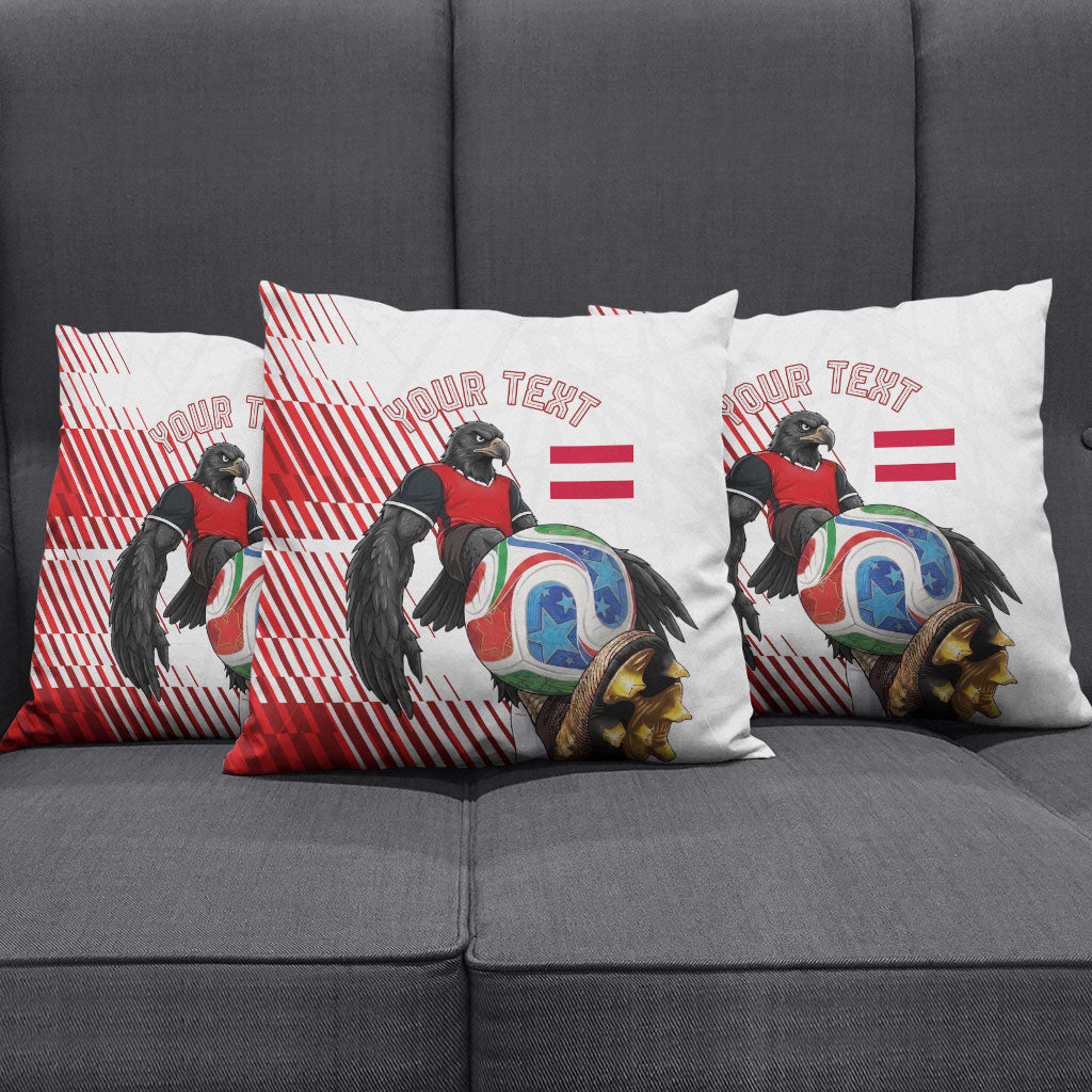 Personalized Austria Football Pillow Cover Unsere Burschen Striped Graphic With Action Player