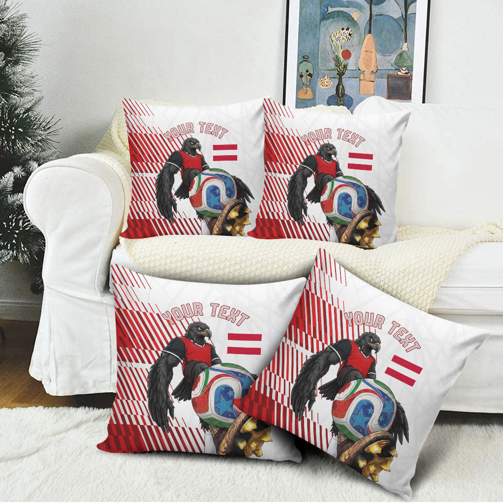 Personalized Austria Football Pillow Cover Unsere Burschen Striped Graphic With Action Player