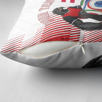 Personalized Austria Football Pillow Cover Unsere Burschen Striped Graphic With Action Player