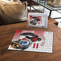 Personalized Austria Football Puzzle Unsere Burschen Striped Graphic With Action Player