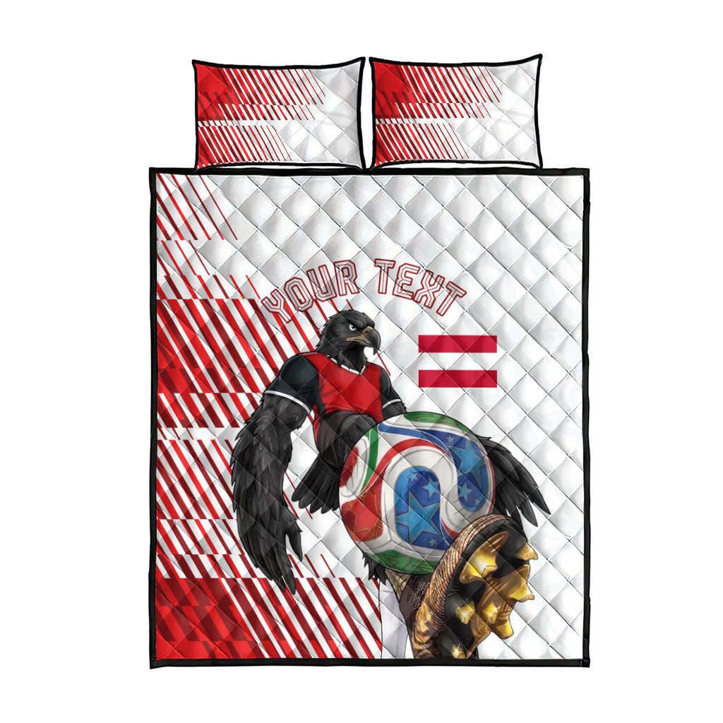 Personalized Austria Football Quilt Bed Set Unsere Burschen Striped Graphic With Action Player