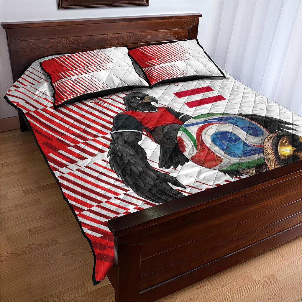 Personalized Austria Football Quilt Bed Set Unsere Burschen Striped Graphic With Action Player