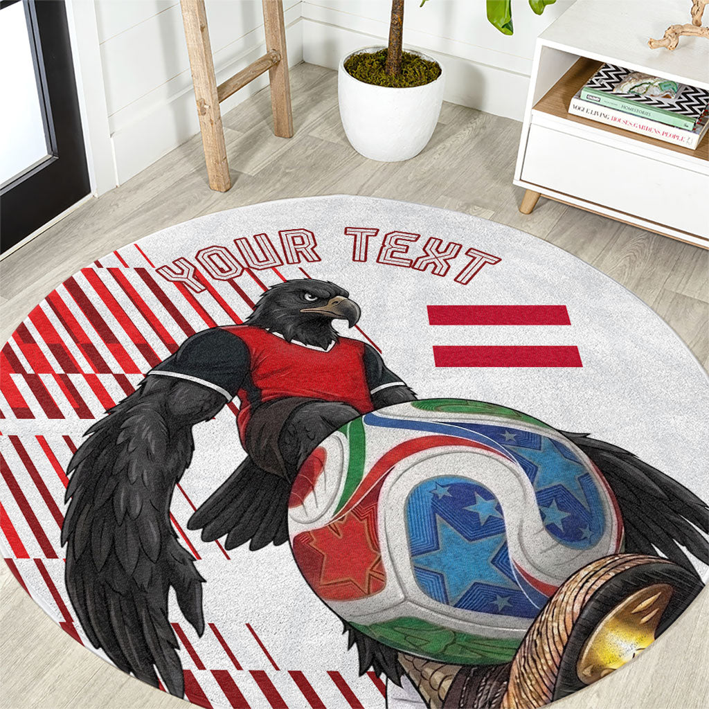 Personalized Austria Football Round Carpet Unsere Burschen Striped Graphic With Action Player