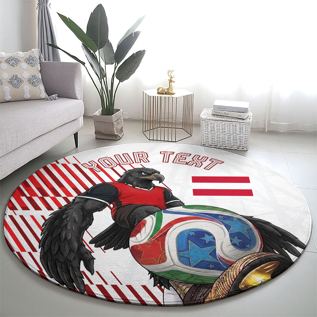 Personalized Austria Football Round Carpet Unsere Burschen Striped Graphic With Action Player