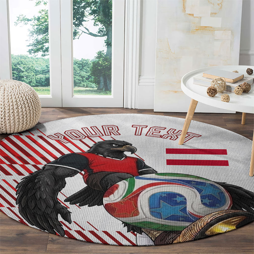 Personalized Austria Football Round Carpet Unsere Burschen Striped Graphic With Action Player