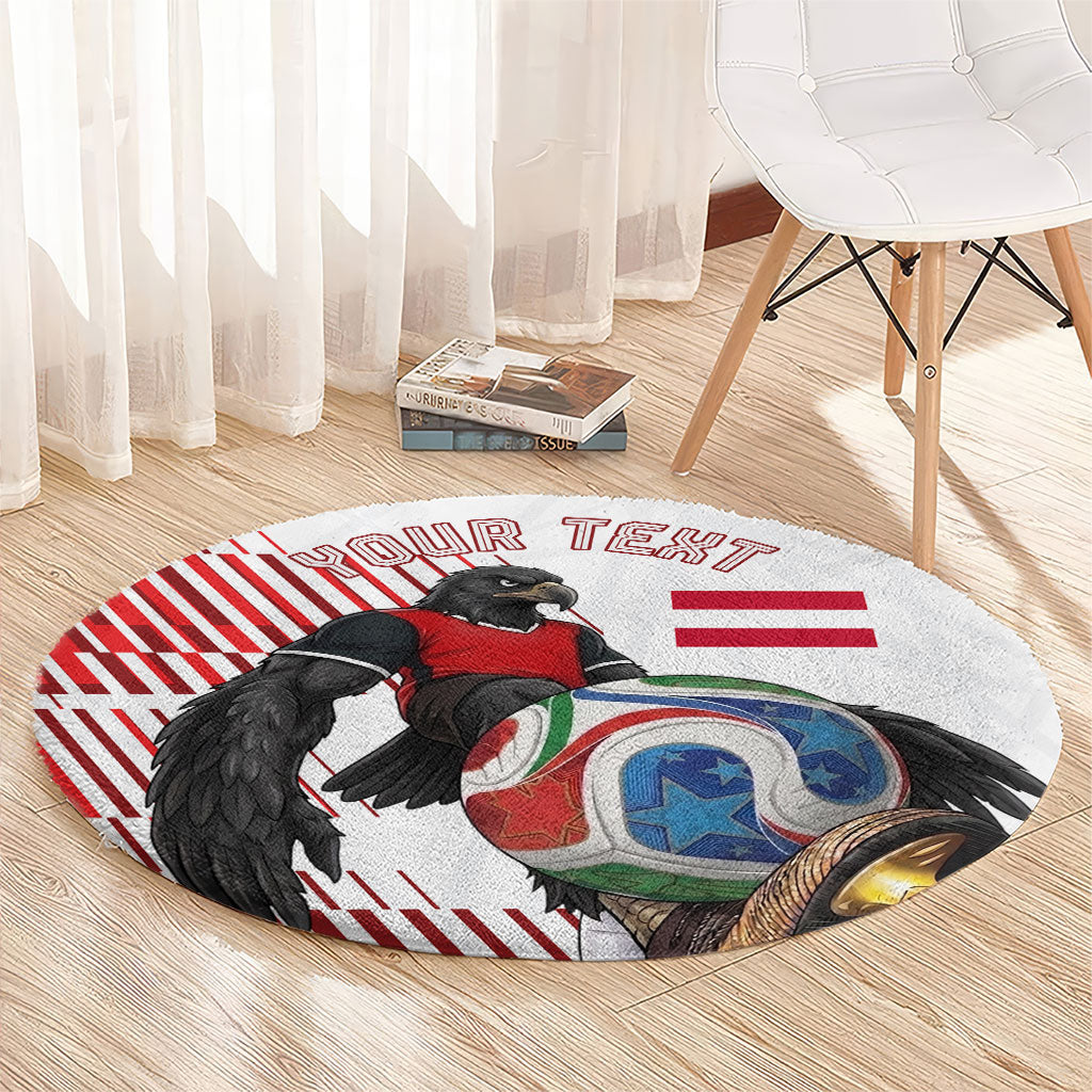 Personalized Austria Football Round Carpet Unsere Burschen Striped Graphic With Action Player