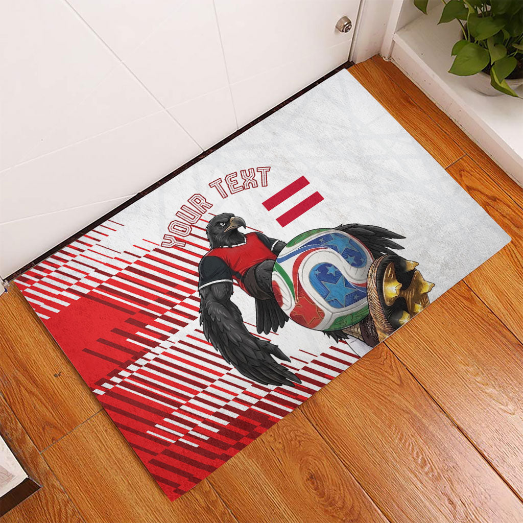 Personalized Austria Football Rubber Doormat Unsere Burschen Striped Graphic With Action Player