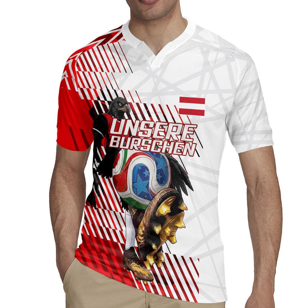 Personalized Austria Football Rugby Jersey Unsere Burschen Striped Graphic With Action Player