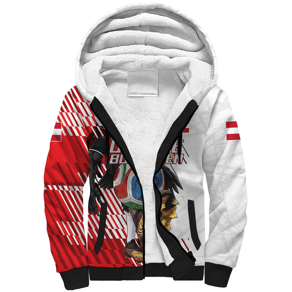 Personalized Austria Football Sherpa Hoodie Unsere Burschen Striped Graphic With Action Player