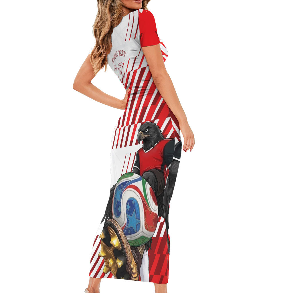 Personalized Austria Football Short Sleeve Bodycon Dress Unsere Burschen Striped Graphic With Action Player