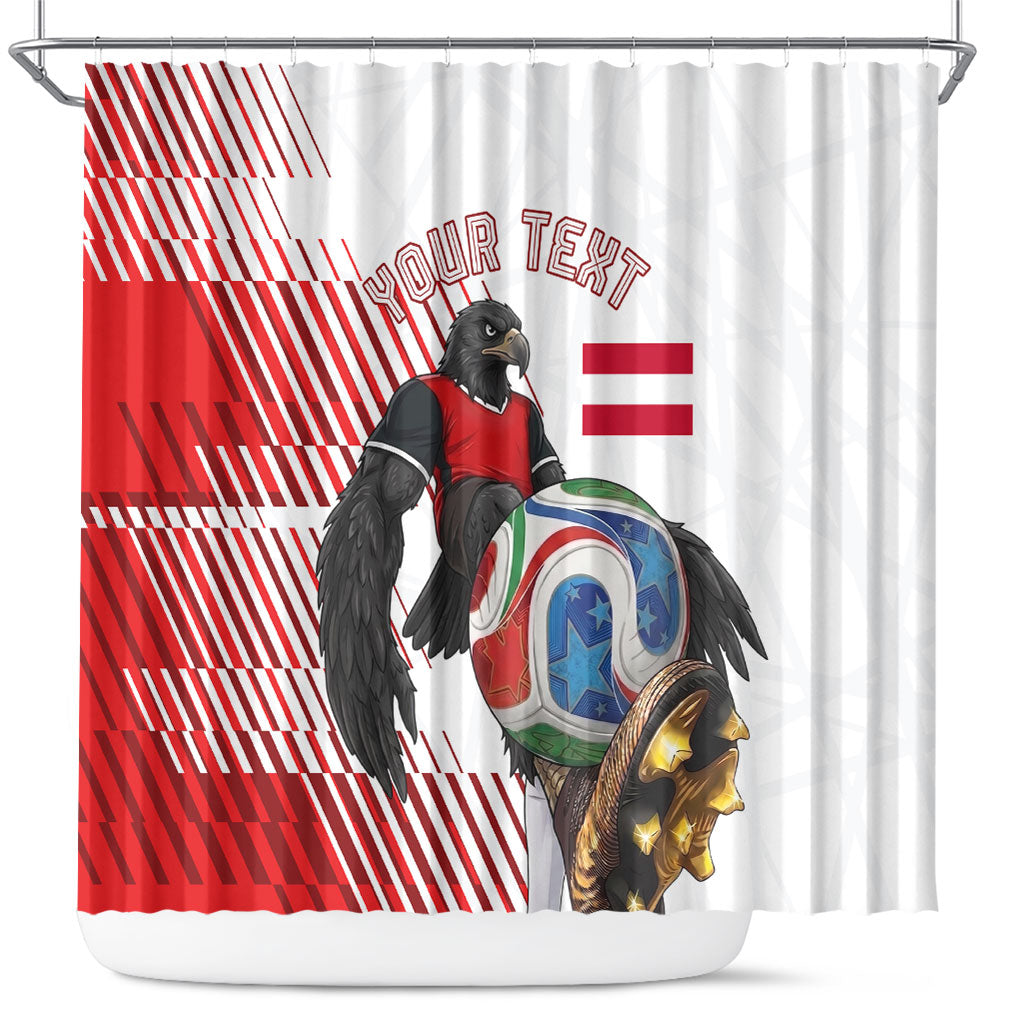 Personalized Austria Football Shower Curtain Unsere Burschen Striped Graphic With Action Player