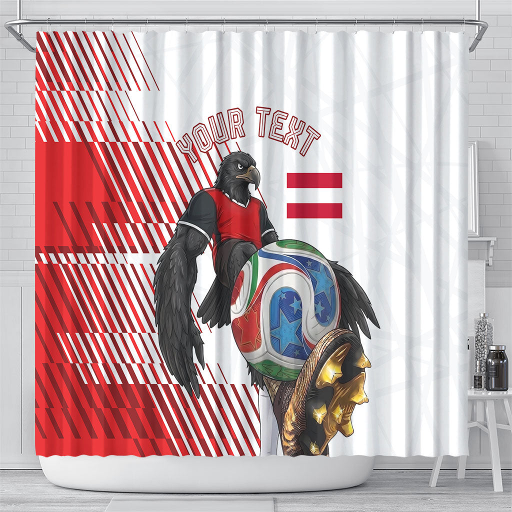 Personalized Austria Football Shower Curtain Unsere Burschen Striped Graphic With Action Player