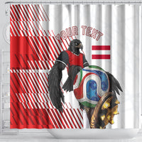 Personalized Austria Football Shower Curtain Unsere Burschen Striped Graphic With Action Player