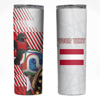 Personalized Austria Football Skinny Tumbler Unsere Burschen Striped Graphic With Action Player