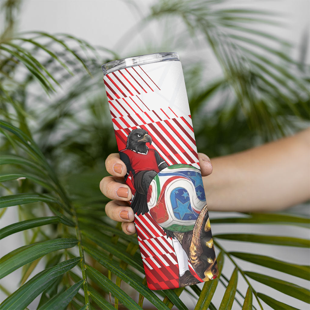 Personalized Austria Football Skinny Tumbler Unsere Burschen Striped Graphic With Action Player