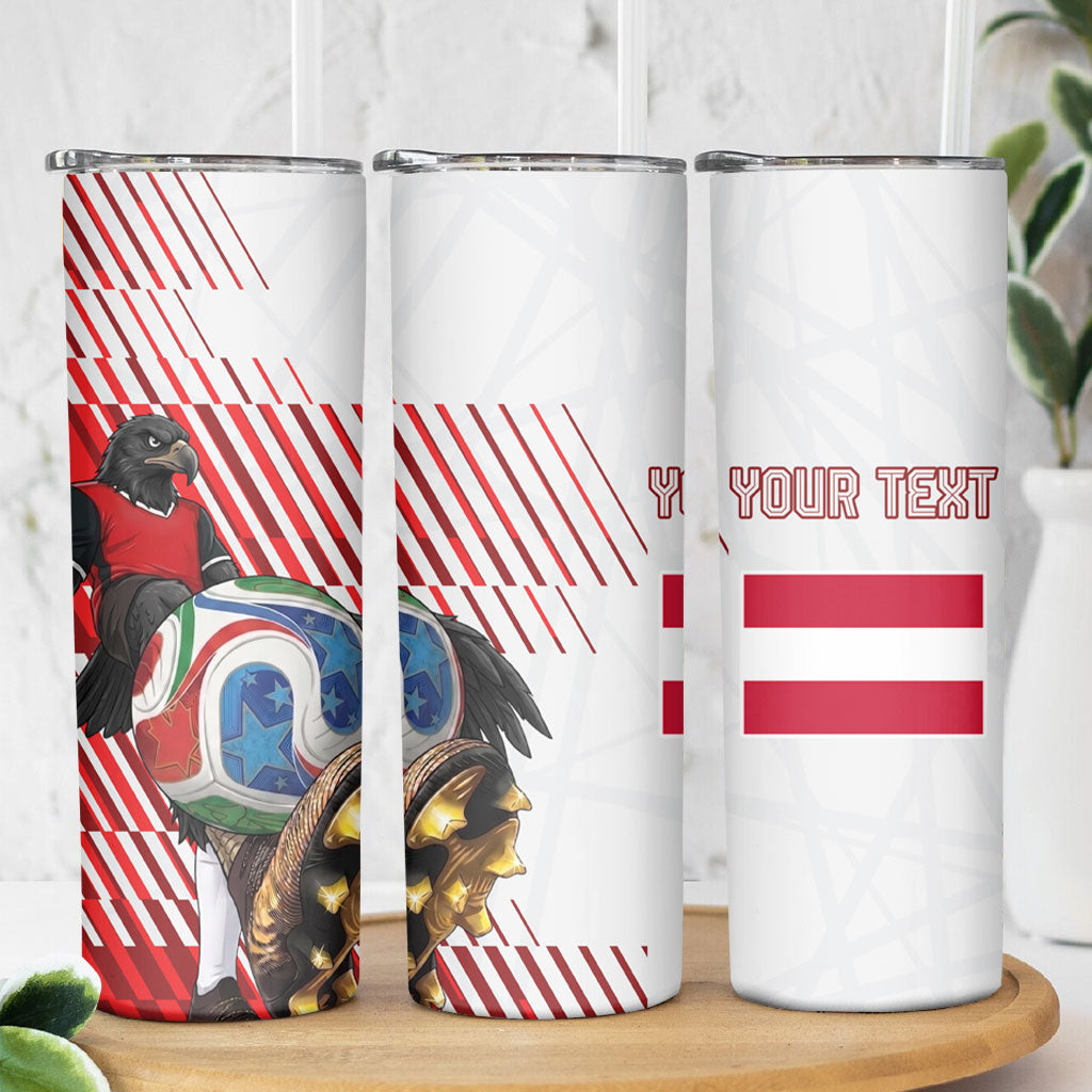 Personalized Austria Football Skinny Tumbler Unsere Burschen Striped Graphic With Action Player