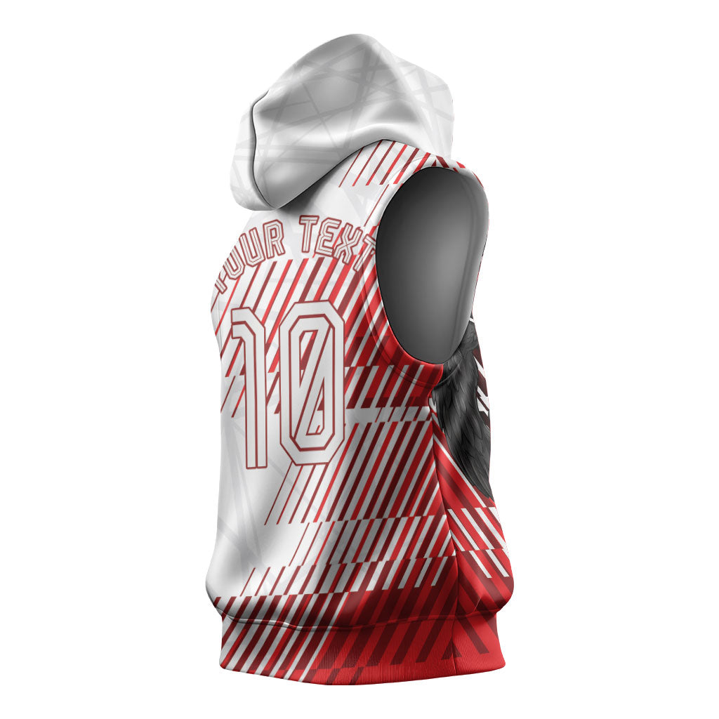 Personalized Austria Football Sleeveless Hoodie Unsere Burschen Striped Graphic With Action Player
