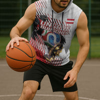 Personalized Austria Football Sleeveless Hoodie Unsere Burschen Striped Graphic With Action Player