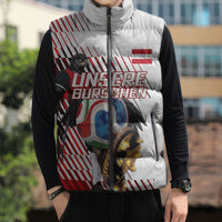 Personalized Austria Football Sleeveless Puffer Jacket Unsere Burschen Striped Graphic With Action Player