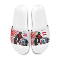Personalized Austria Football Slide Sandals Unsere Burschen Striped Graphic With Action Player