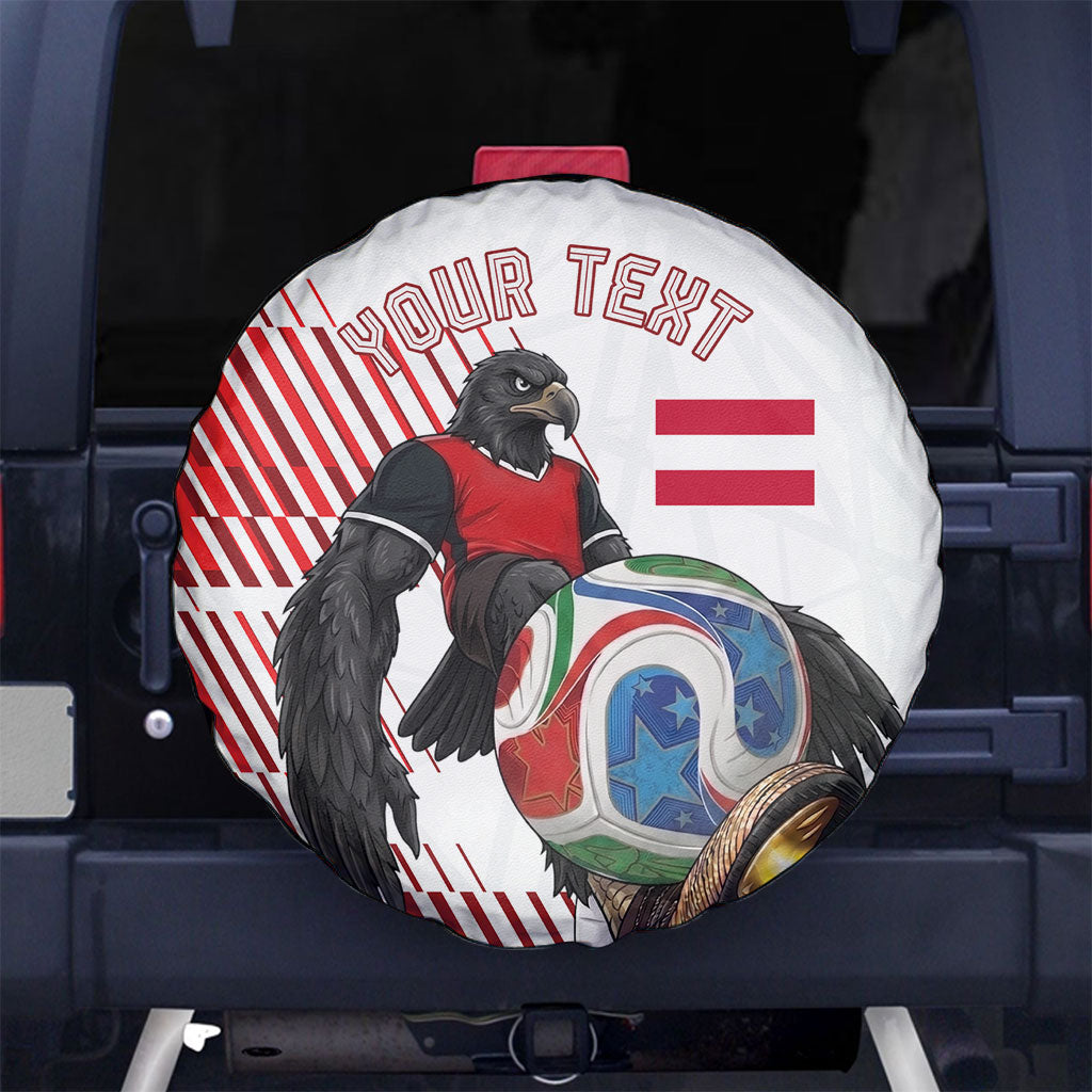 Personalized Austria Football Spare Tire Cover Unsere Burschen Striped Graphic With Action Player