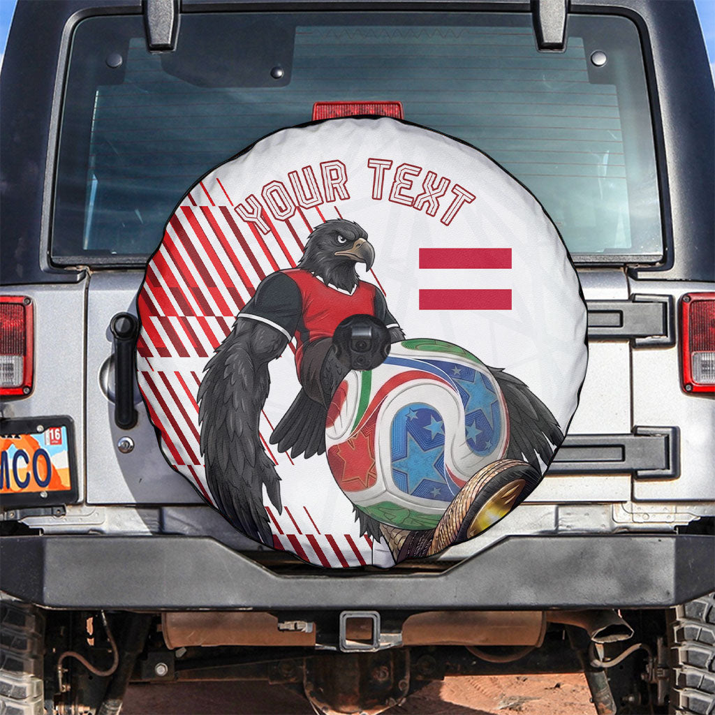 Personalized Austria Football Spare Tire Cover Unsere Burschen Striped Graphic With Action Player