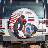 Personalized Austria Football Spare Tire Cover Unsere Burschen Striped Graphic With Action Player