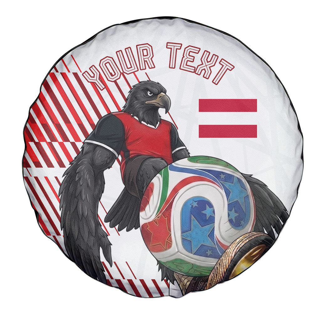 Personalized Austria Football Spare Tire Cover Unsere Burschen Striped Graphic With Action Player