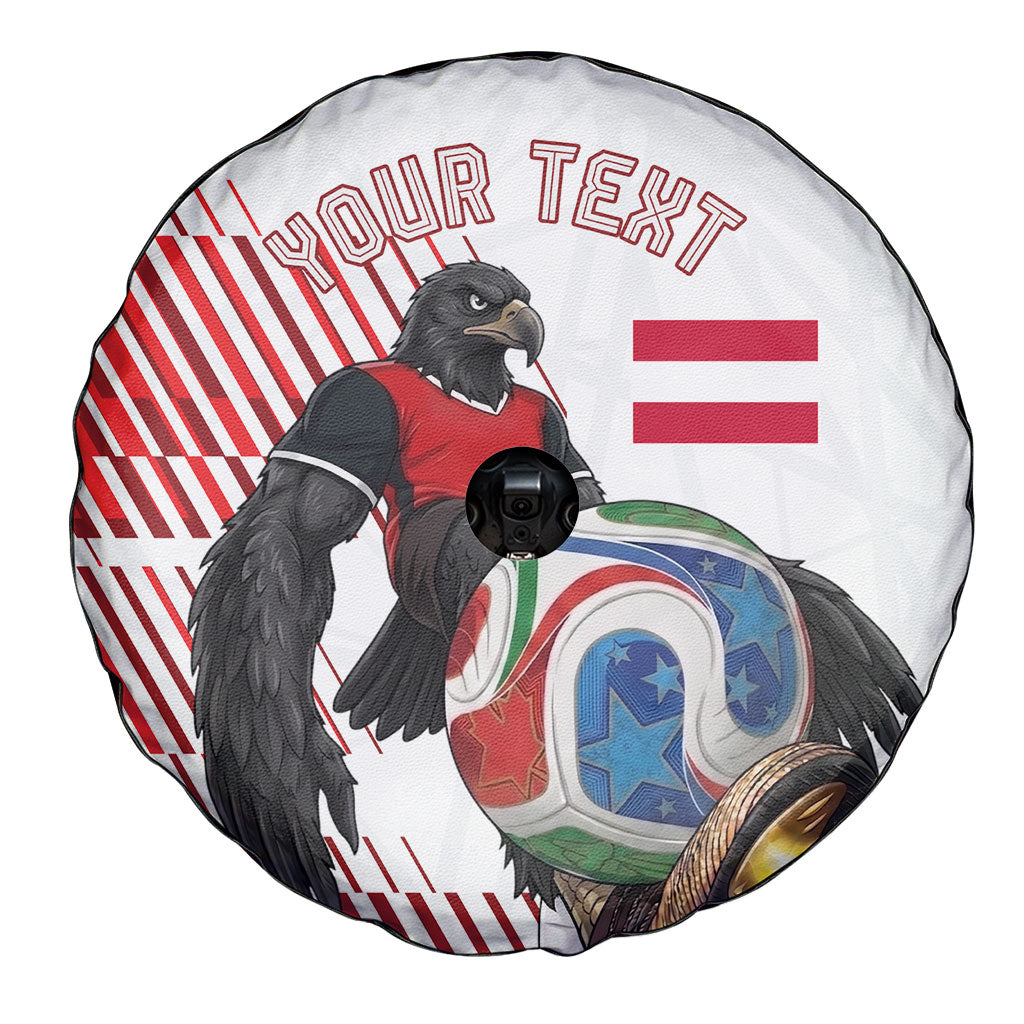 Personalized Austria Football Spare Tire Cover Unsere Burschen Striped Graphic With Action Player