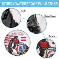 Personalized Austria Football Spare Tire Cover Unsere Burschen Striped Graphic With Action Player