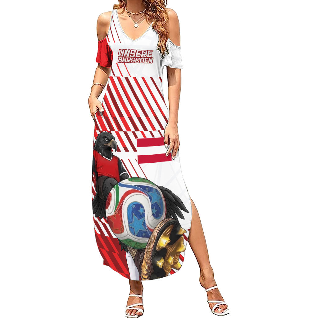 Personalized Austria Football Summer Maxi Dress Unsere Burschen Striped Graphic With Action Player