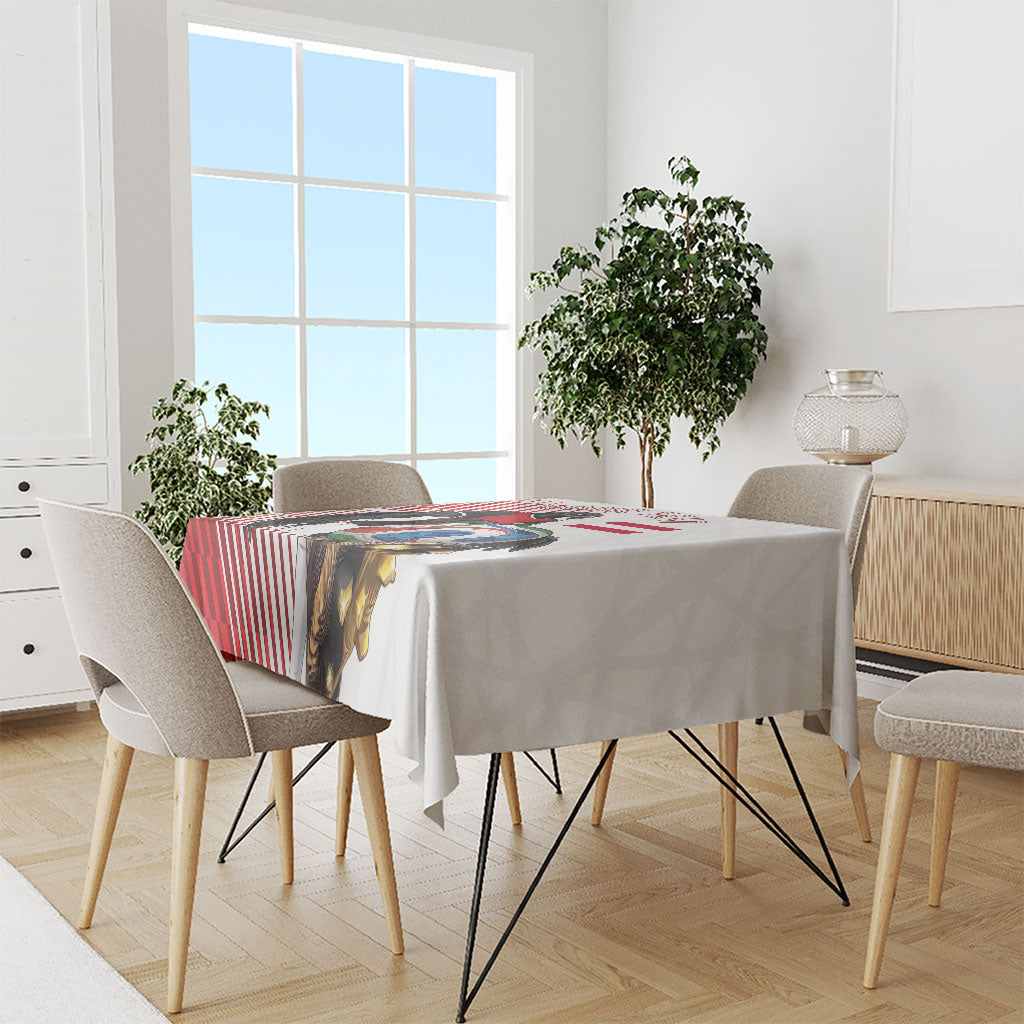 Personalized Austria Football Tablecloth Unsere Burschen Striped Graphic With Action Player