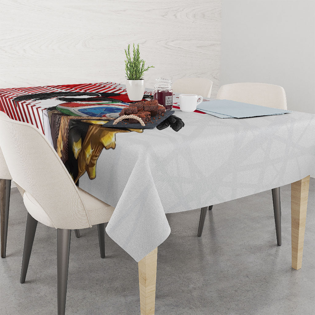 Personalized Austria Football Tablecloth Unsere Burschen Striped Graphic With Action Player