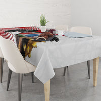 Personalized Austria Football Tablecloth Unsere Burschen Striped Graphic With Action Player