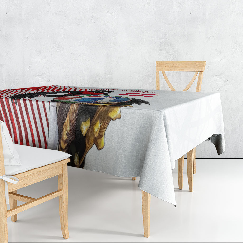 Personalized Austria Football Tablecloth Unsere Burschen Striped Graphic With Action Player