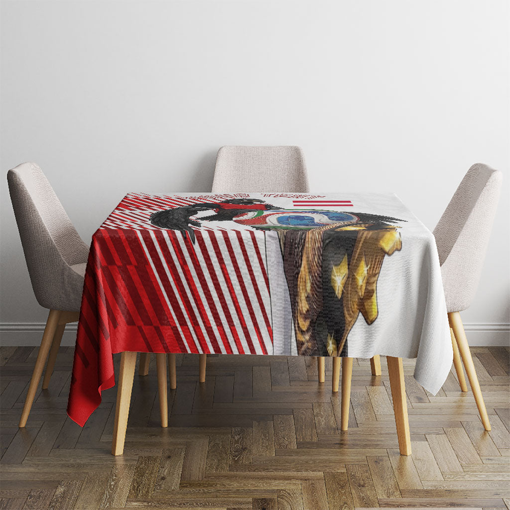 Personalized Austria Football Tablecloth Unsere Burschen Striped Graphic With Action Player