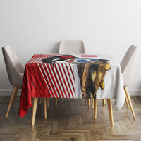 Personalized Austria Football Tablecloth Unsere Burschen Striped Graphic With Action Player