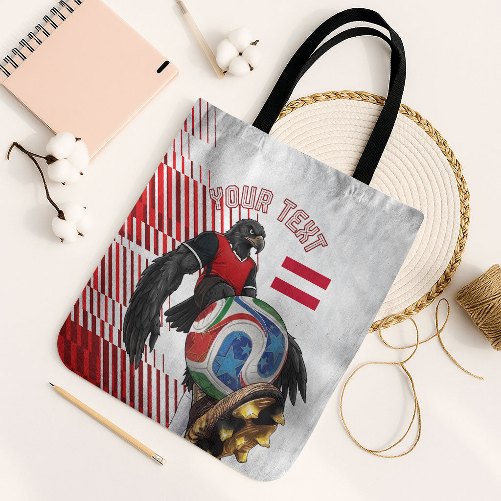 Personalized Austria Football Tote Bag Unsere Burschen Striped Graphic With Action Player