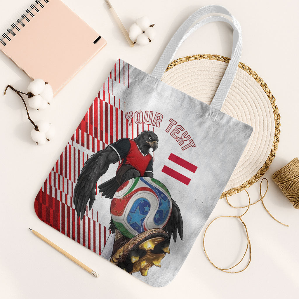 Personalized Austria Football Tote Bag Unsere Burschen Striped Graphic With Action Player