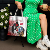 Personalized Austria Football Tote Bag Unsere Burschen Striped Graphic With Action Player